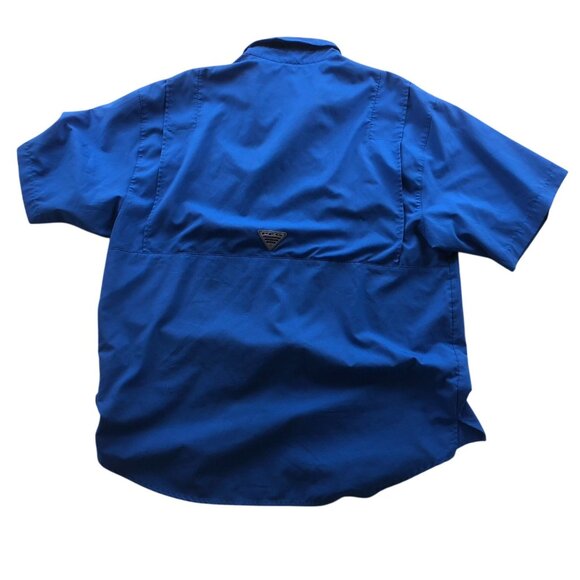 Columbia Mens Fishing Shirt Large Short Sleeve Blue Button Up Vented Outdoors - Picture 2 of 16